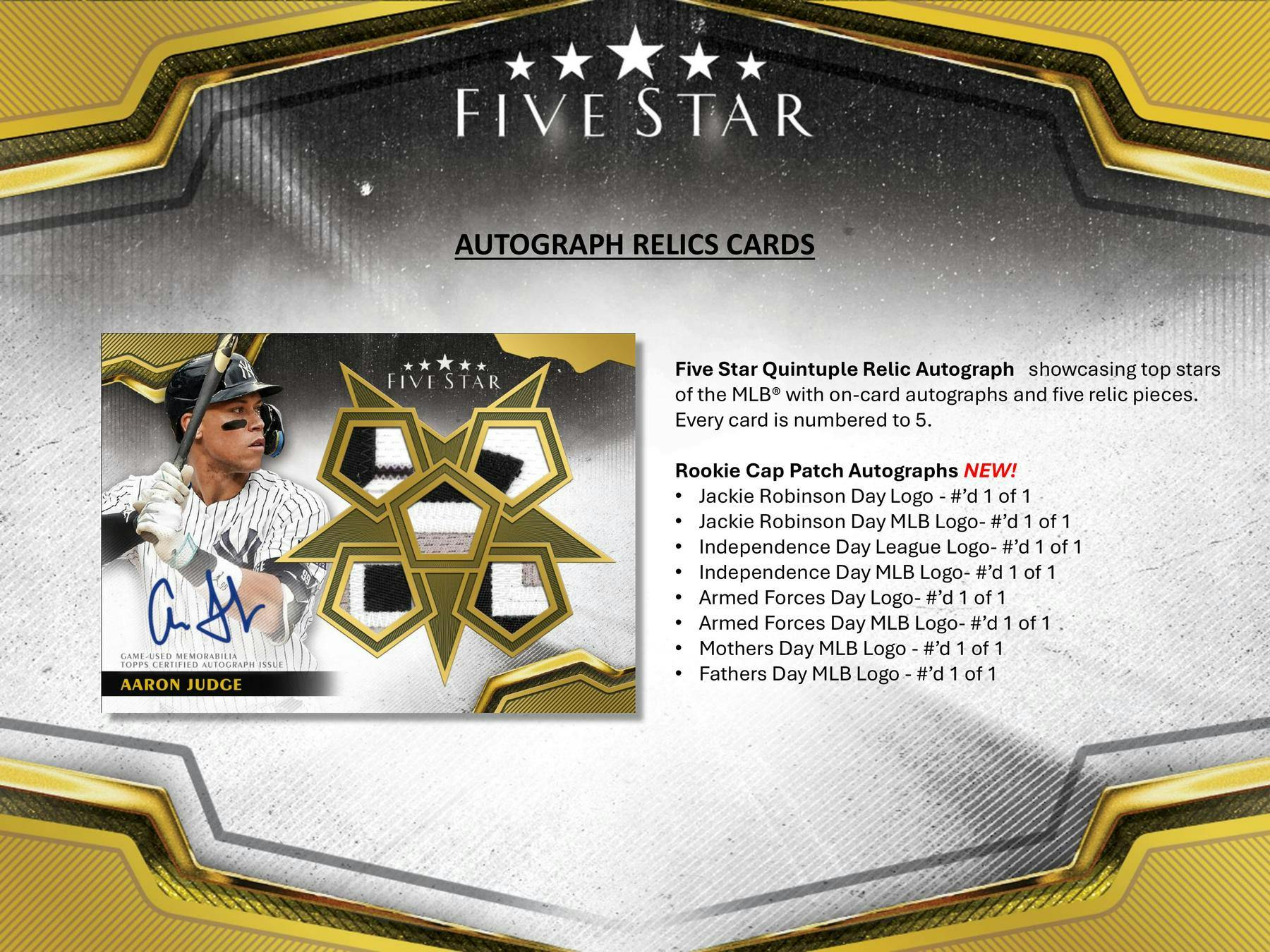 2024 Topps Five Star Baseball Hobby Box - Premium MLB Trading Cards Collection for Collectors & Investors - Perfect for Sports Memorabilia Displays & Fantasy Baseball Enthusiasts