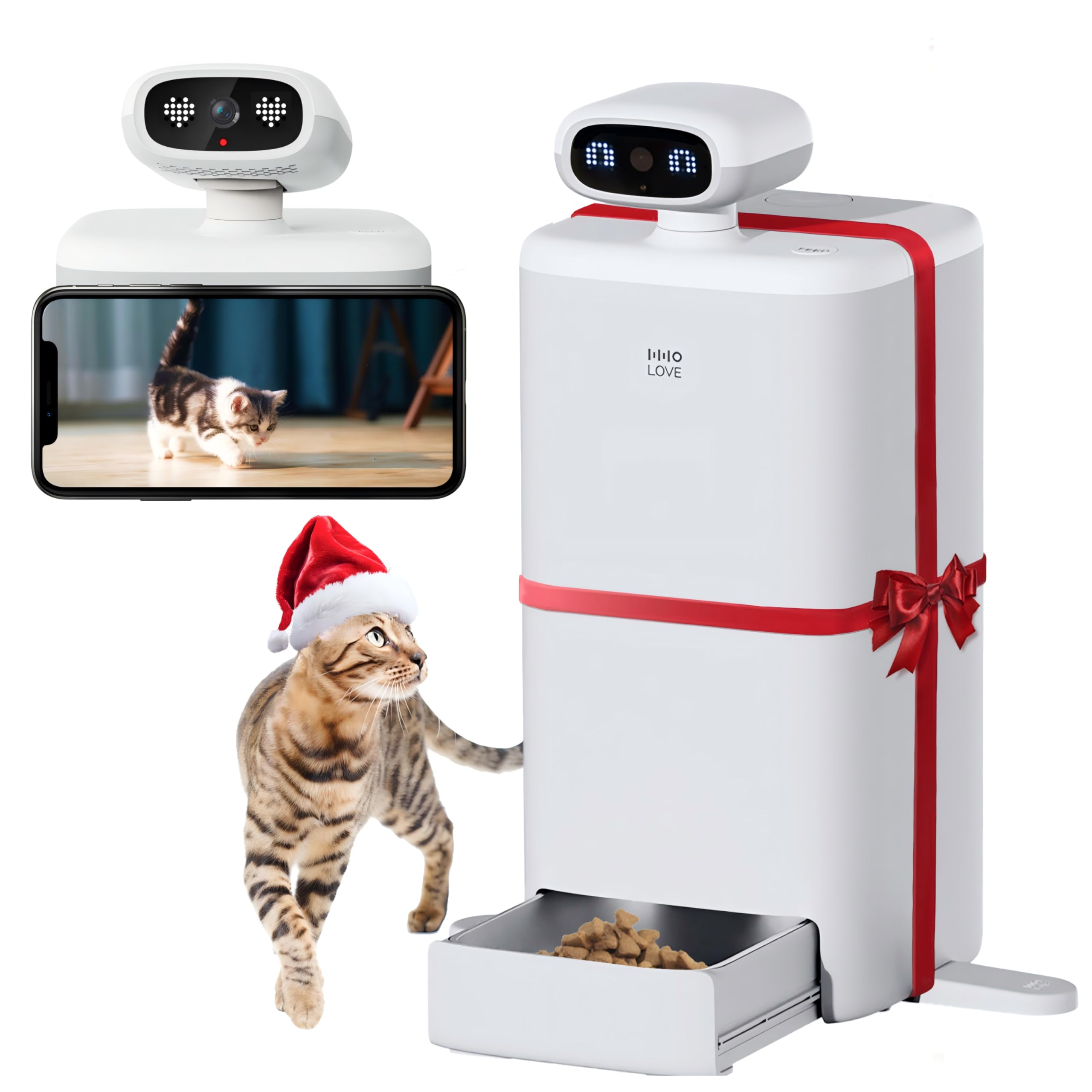 Automatic Cat Feeder with 360° Camera - 2K HD Video, Night Vision & 2-Way Audio | 5G WiFi Smart Pet Food Dispenser with Low Food Sensor | Record & Monitor Your Cat | Perfect for Travel, Work & Multi-Pet Homes