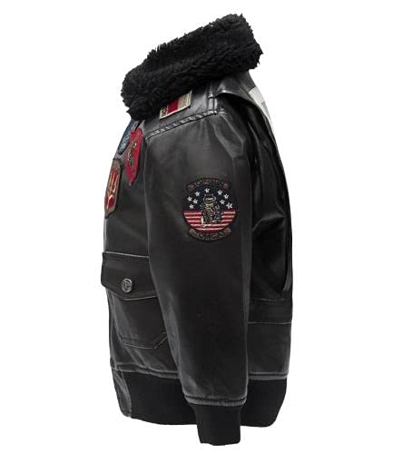 Top Gun® Kids Vegan Leather Aviator Jacket - Stylish & Comfortable Flight-Inspired Jacket for Boys & Girls - Perfect for Halloween Costumes, Cosplay, and Everyday Wear