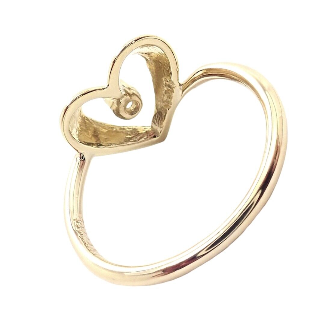 Authentic Vintage Tiffany & Co 18k Yellow Gold Diamond Heart Ring - Elegant Jewelry for Women, Perfect for Anniversary Gifts & Special Occasions