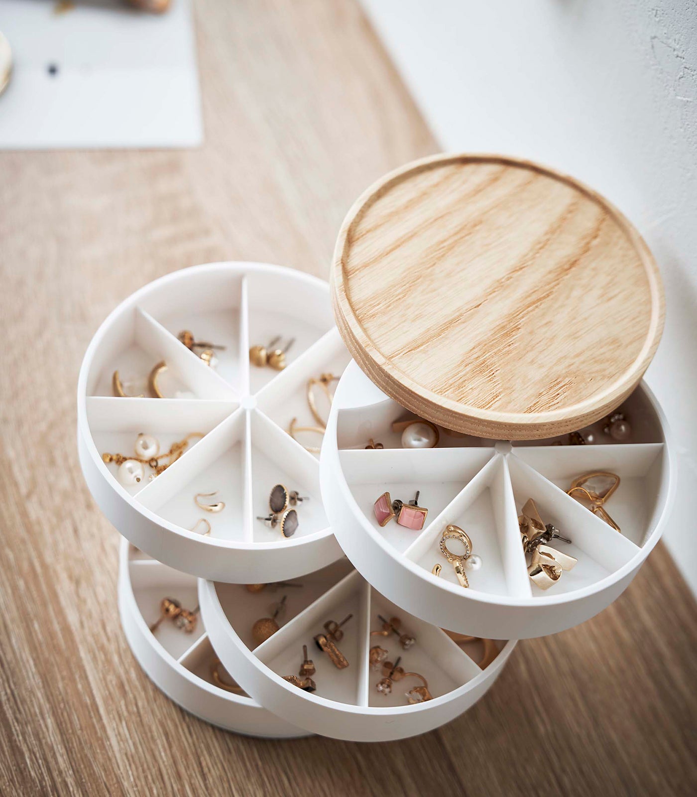 Stacked Jewelry Organizer with Multiple Sections - Perfect for Necklace, Bracelet & Earring Storage | Travel & Home Use