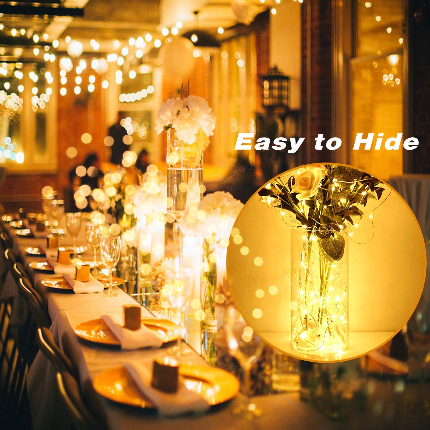 20 Pack 7.2ft Battery Operated Fairy Lights - Warm White LED String Lights with Waterproof Copper Wire for Mason Jars, Weddings, Bedroom Decor & Outdoor Parties