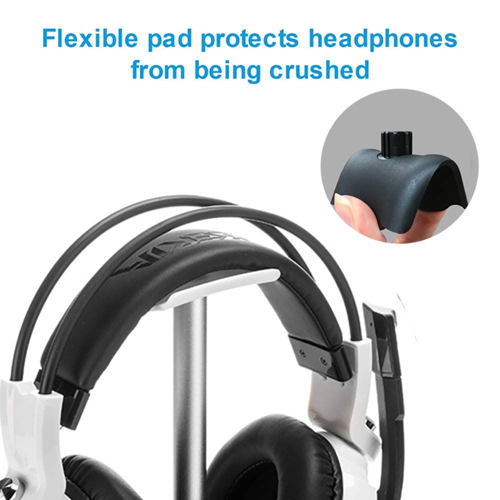 Universal Aluminum Headphone Stand Holder - Compatible with AirPods Max, HyperX Cloud II, Xbox One, Turtle Beach, Sennheiser, Sony, Bose, Beats & More - Perfect for Gaming Setup, Office Desk & Headphone Storage (White)