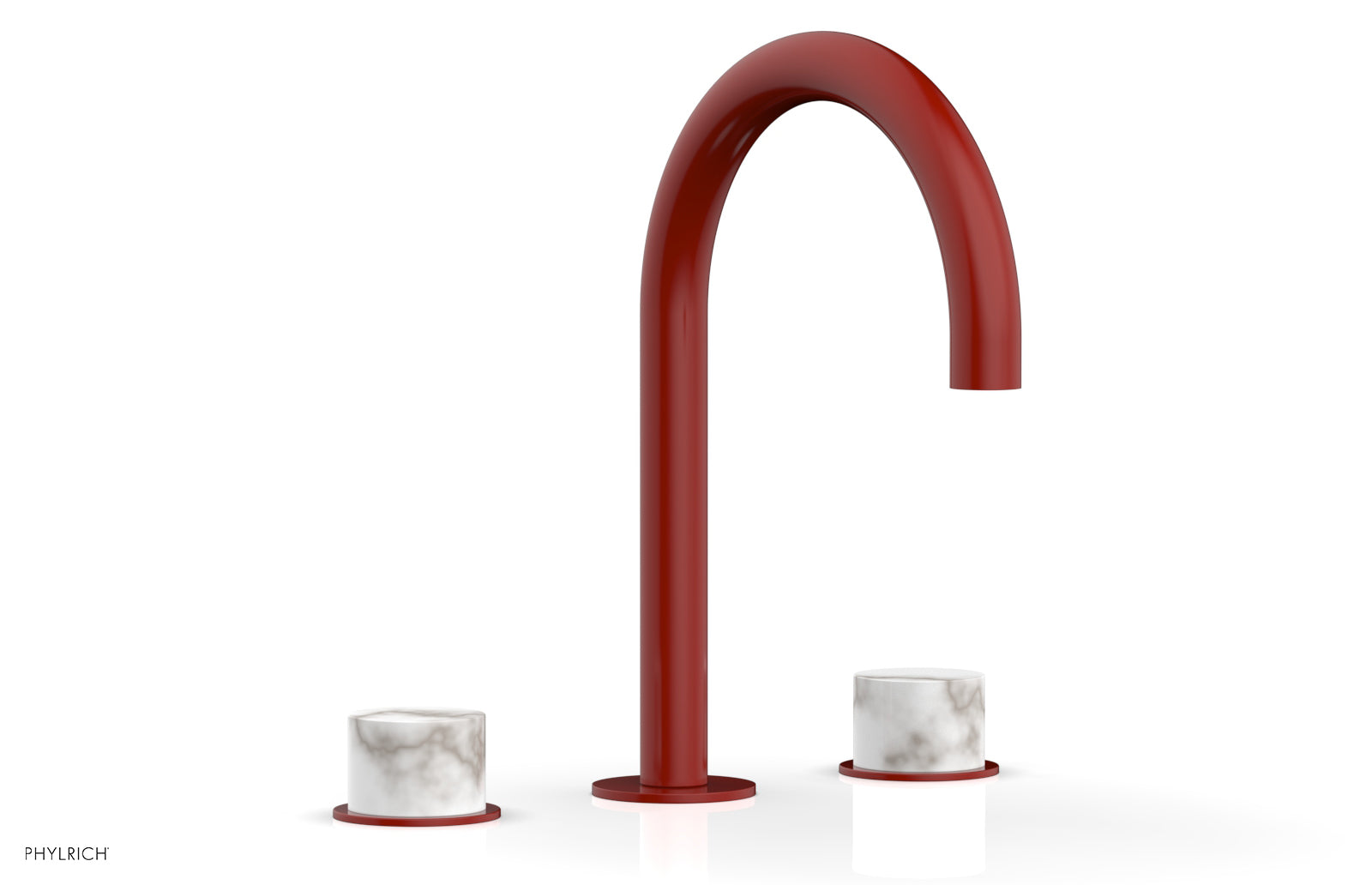 BASIC II Widespread Bathroom Faucet with White Marble Handles - 8 Inch Centerset, Brushed Nickel Finish for Modern Vanity Sinks (Model 230-03) - Perfect for Guest Bathrooms and Powder Rooms