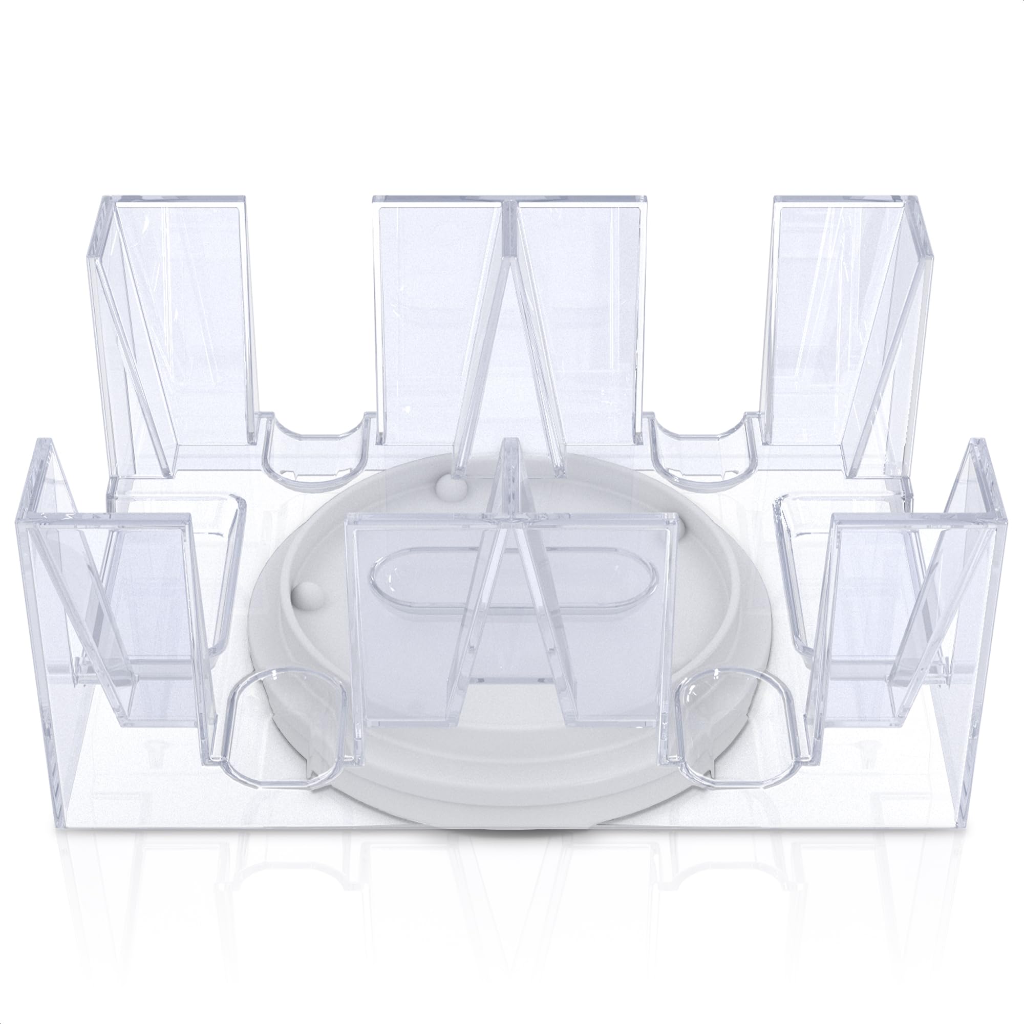 360° Rotating Dual Deck Poker Card Holder - Clear Acrylic Canasta & Casino Card Tray for Poker, Blackjack, and Card Games - Perfect for Game Nights, Casinos, and Family Gatherings