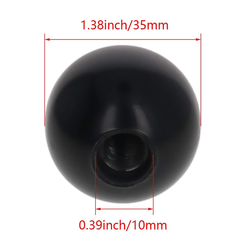 Bettomshin 15PCS M12 Female Thread Thermoset Ball Knob - 40mm/1.57” Diameter Bakelite Spherical Handle with Smooth Black Rim for Lawn Mowers, Exercise Equipment, Machinery Valves & Spigots | Durable Replacement Part for Industrial and Home Use