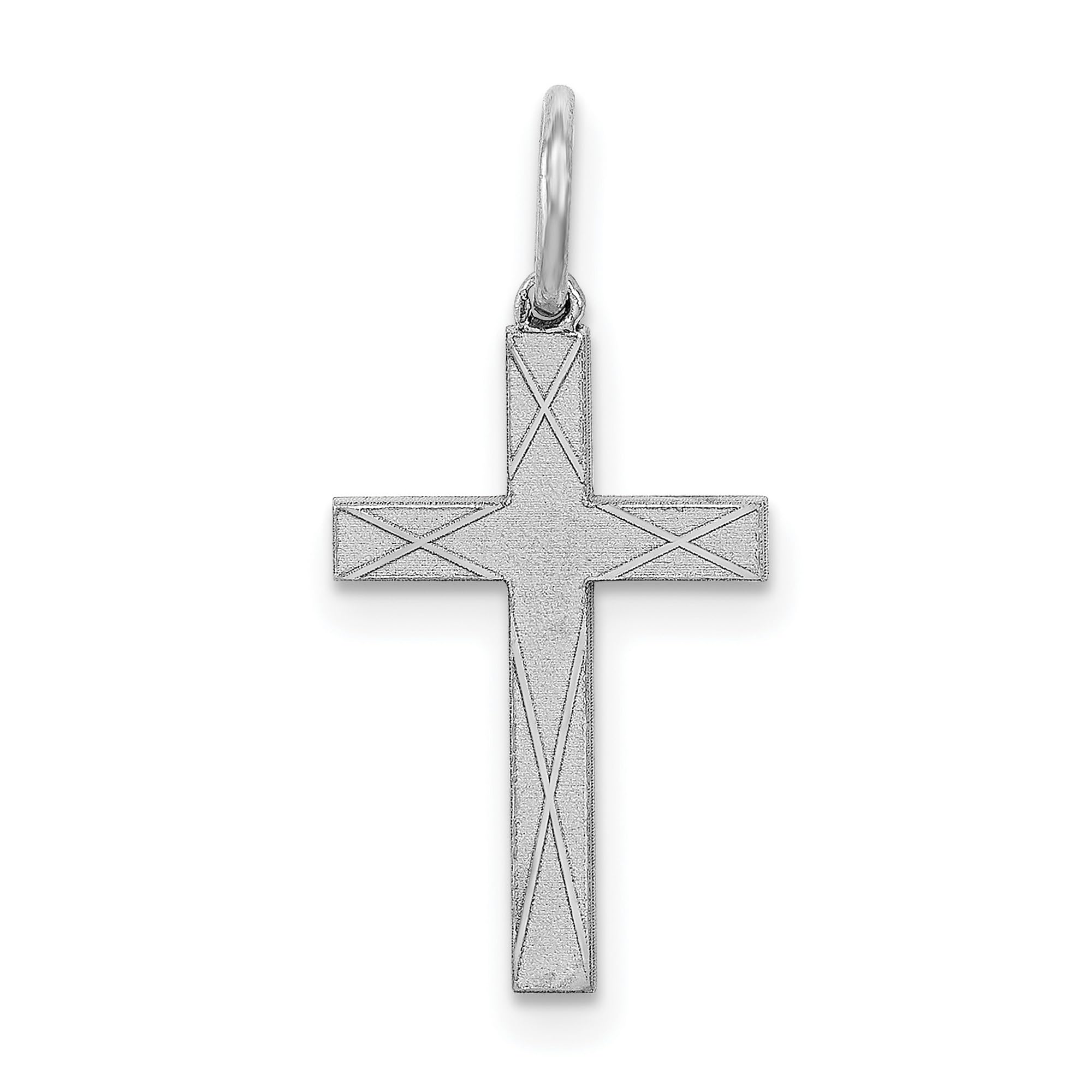 16mm x 10mm Sterling Silver Laser Engraved Cross Charm Pendant - Perfect for Necklaces, Bracelets & Gifts for Baptism, Confirmation & Religious Occasions