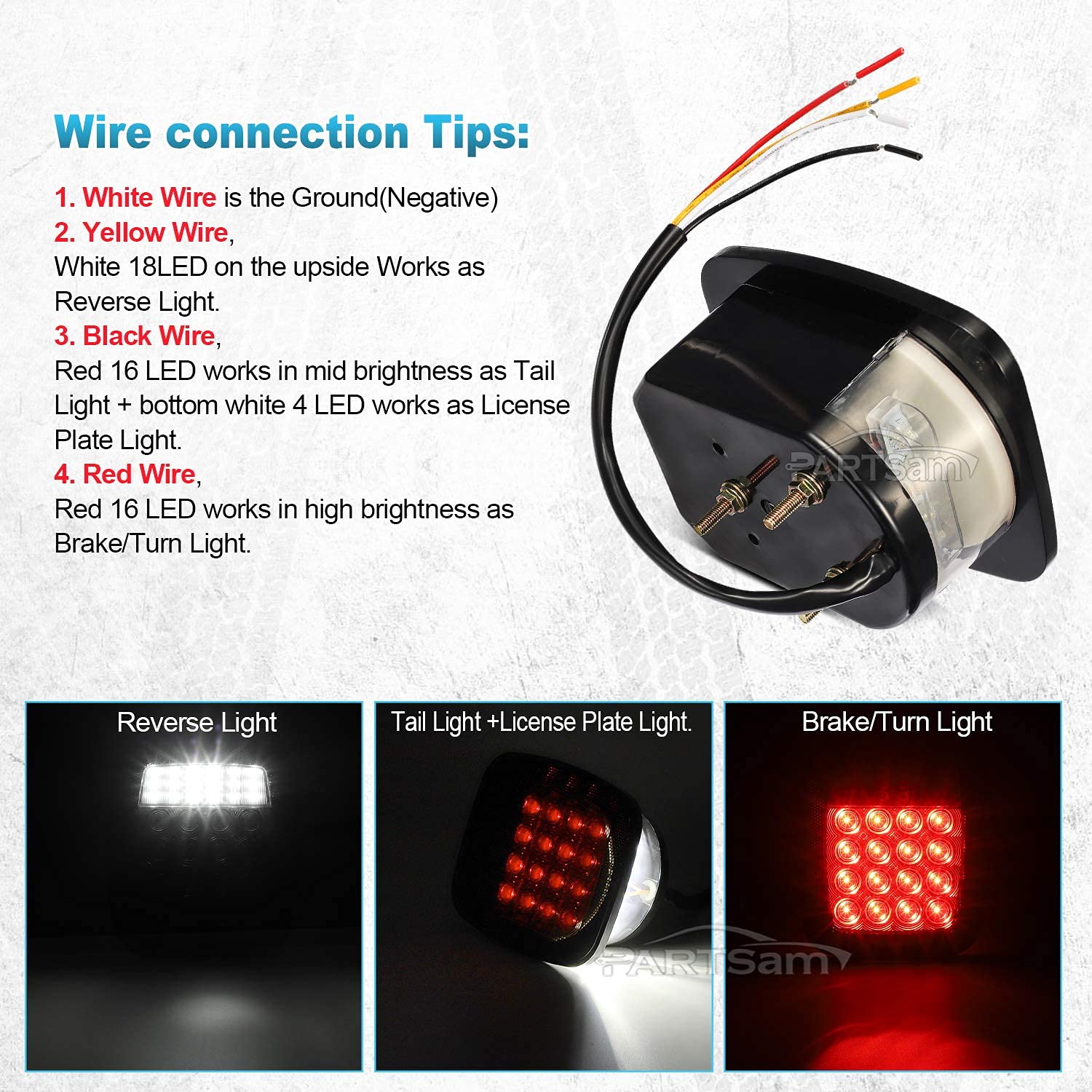 Partsam LED Light Kit for Jeep Wrangler TJ - Smoke Lens Square Tail Lights & Amber Front Fender Marker Lights Replacement Pair | Off-Road, Night Driving & Custom Jeep Accessories