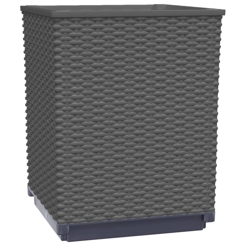 2-Pack vidaXL Rattan-Look Flower Planters - Outdoor Garden Boxes for Patio, Balcony, Porch & Backyard - Black (Perfect for Herbs, Flowers & Small Plants)
