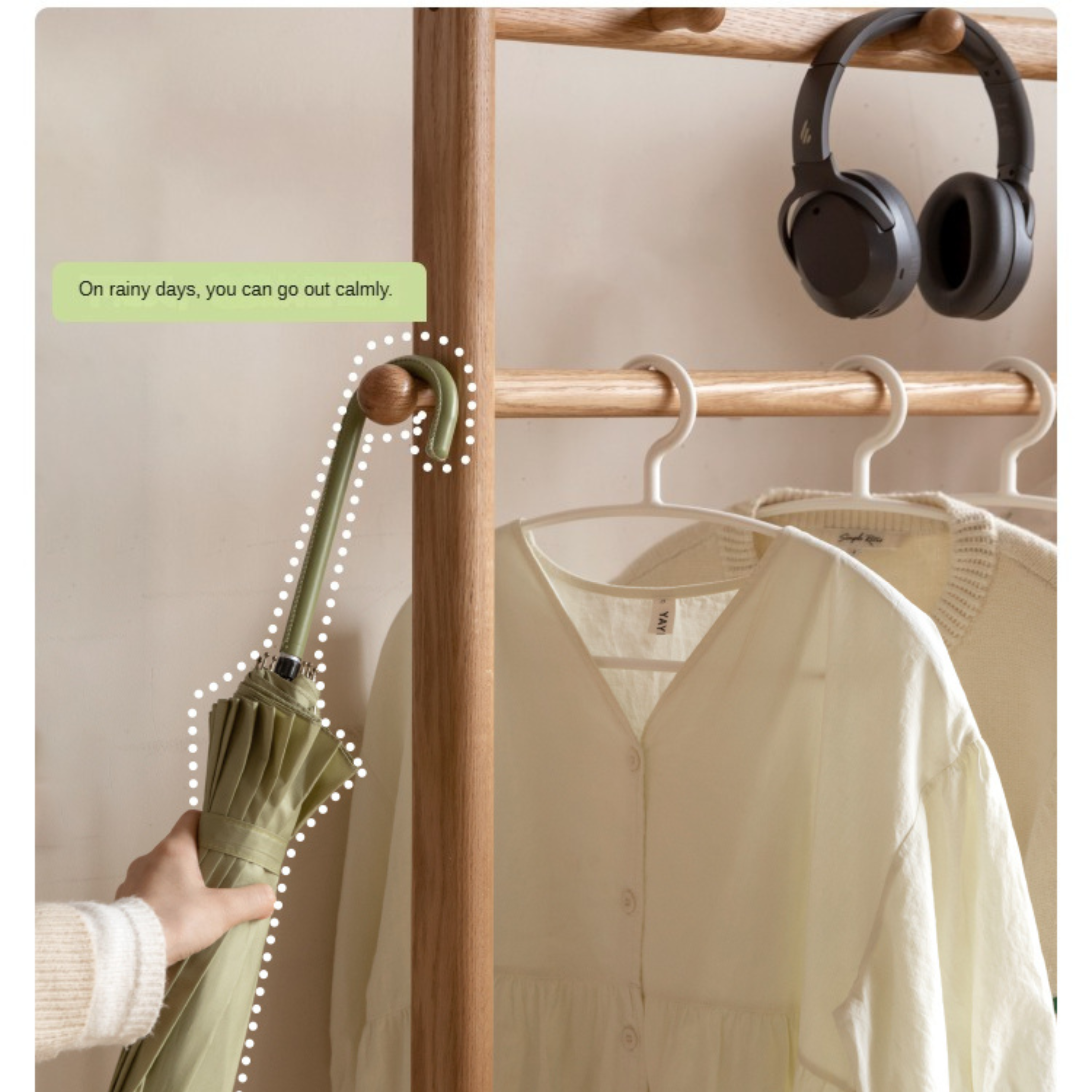 Premium Solid Oak & Birch Wood Wall Hanger - Adjustable Coat Rack for Jackets, Hats & Bags - Perfect for Entryway, Bedroom & Closet Organization