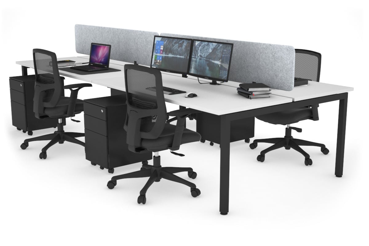 Quadro Square Legs 4-Person Office Workstation Desk - 1200L x 700W - Modern Office Furniture for Collaborative Workspaces & Team Meetings