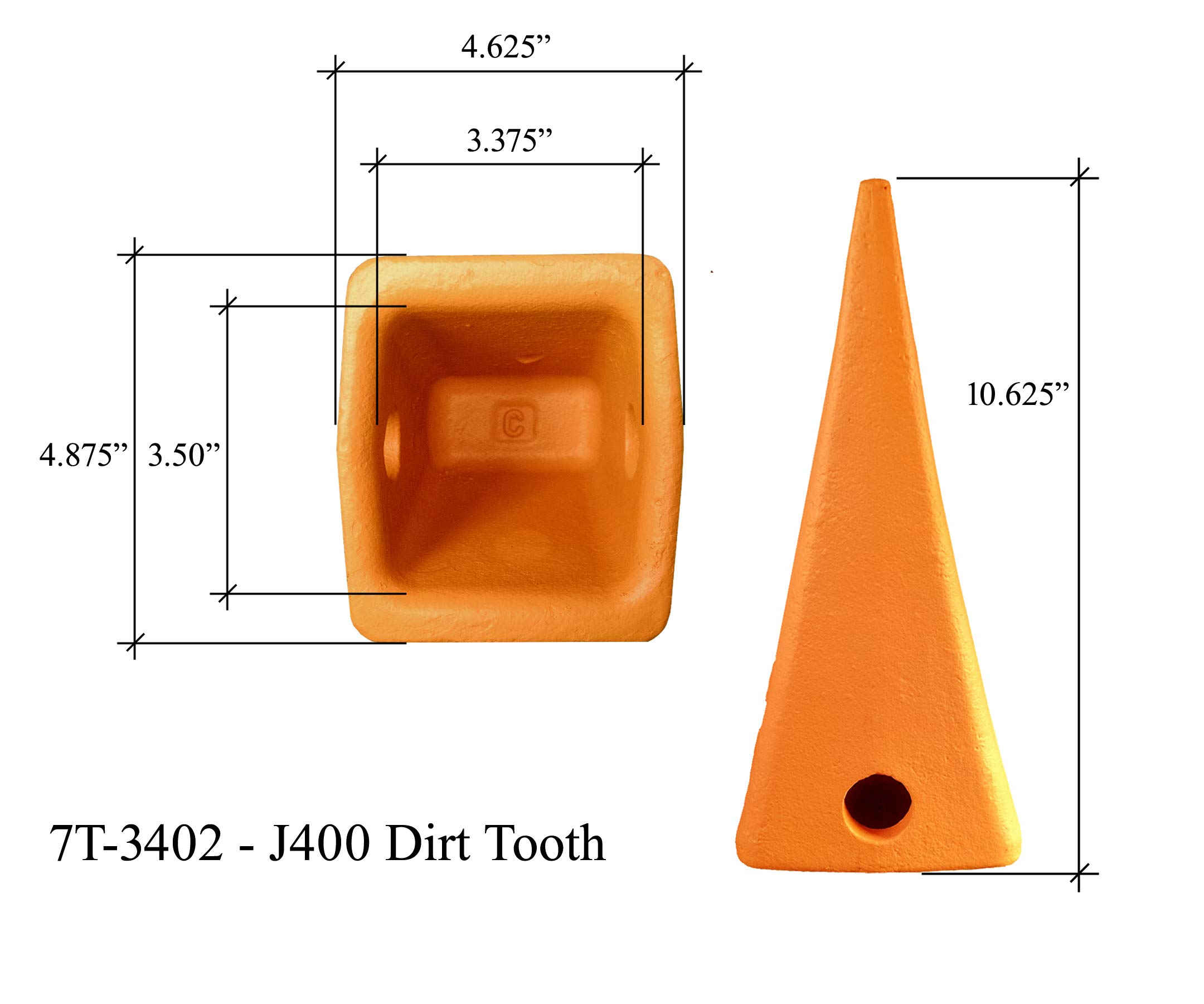 **Caterpillar J400 Style Bucket Dirt Teeth with Pins & Retainers - 7T-3402 (10-Pack) - Heavy-Duty Excavator Replacement Parts for Construction & Mining**