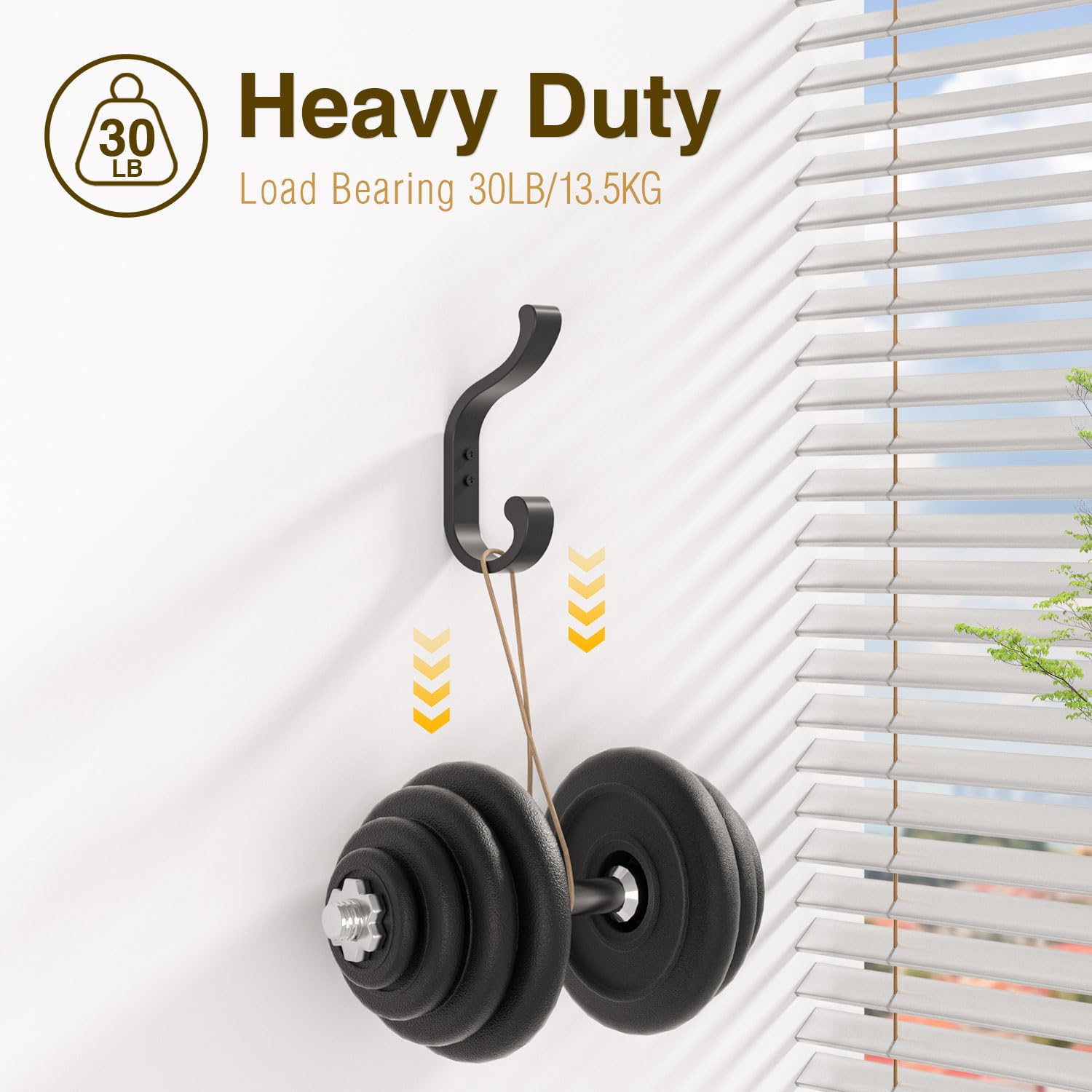 Heavy Duty Wall Mounted Coat Hooks 4-Pack - 30LB Capacity Hangers for Jackets, Hats, Towels, Backpacks & Keys - Durable Black Metal Hooks for Bedroom, Entryway, Bathroom & Garage Organization
