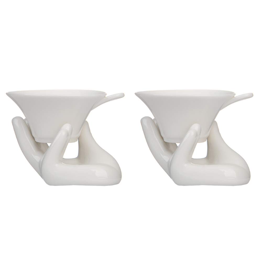 Premium Porcelain Tea Infuser Set - 2 Pack Guanyin Hand Support Tea Strainer with Ceramic Filter for Loose Leaf Tea | Perfect for Office, Home & Tea House | Elegant Chinese Tea Accessories for Relaxation & Meditation