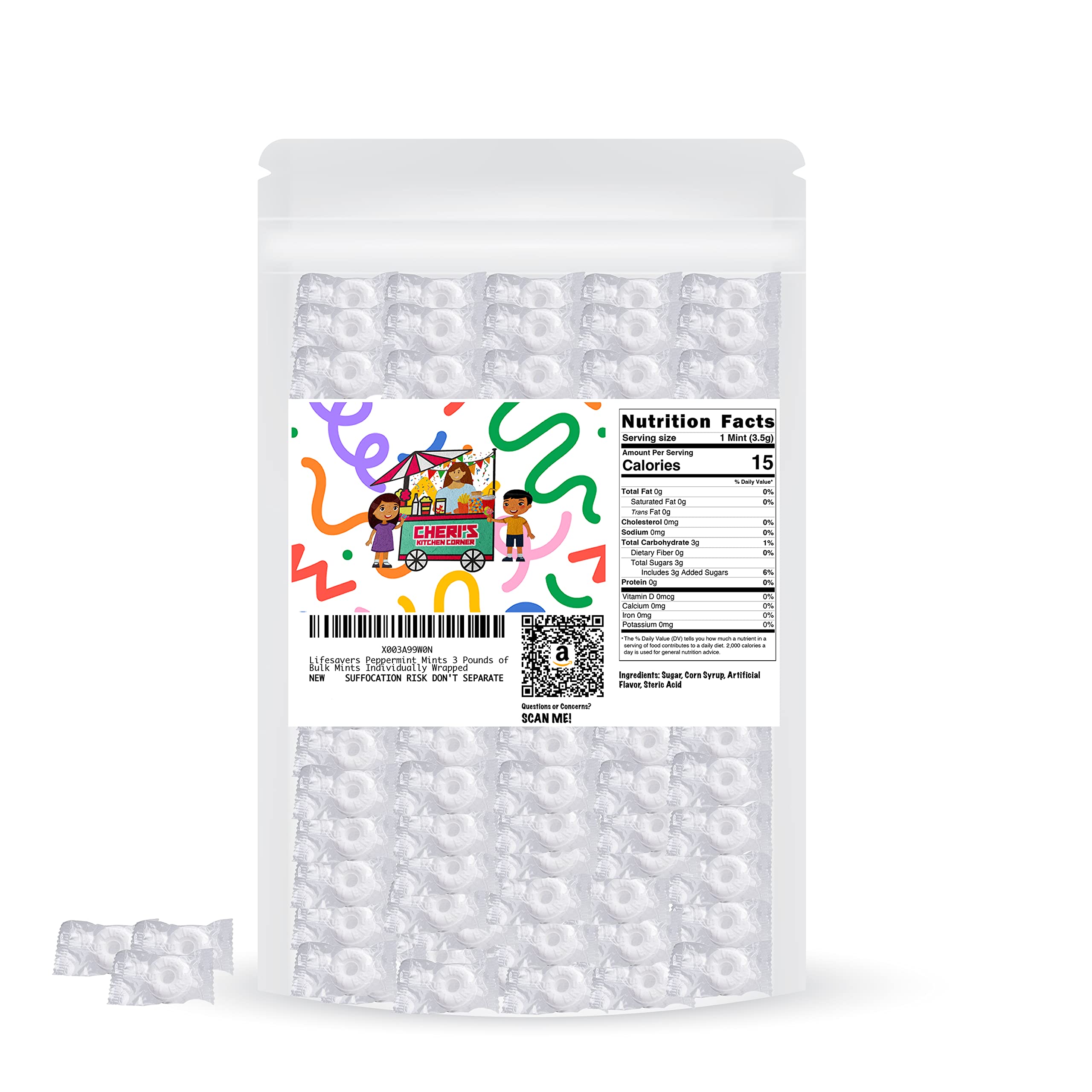 Bulk Lifesavers Peppermint Mints - 3 Pounds Individually Wrapped Candy for Office, Parties & Fresh Breath | Great for Gifts, Events & Everyday Snacking