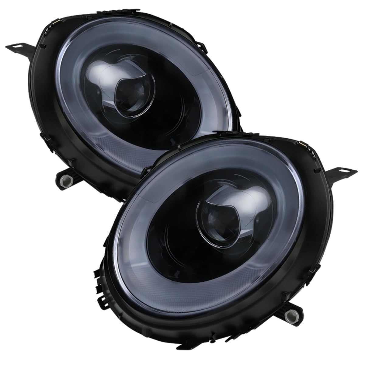 07-15 Car LED Halo Projector Headlights - Glossy Black Pair for Improved Night Visibility | Perfect for Jeep Wrangler, Dodge Ram & Off-Road Vehicles
