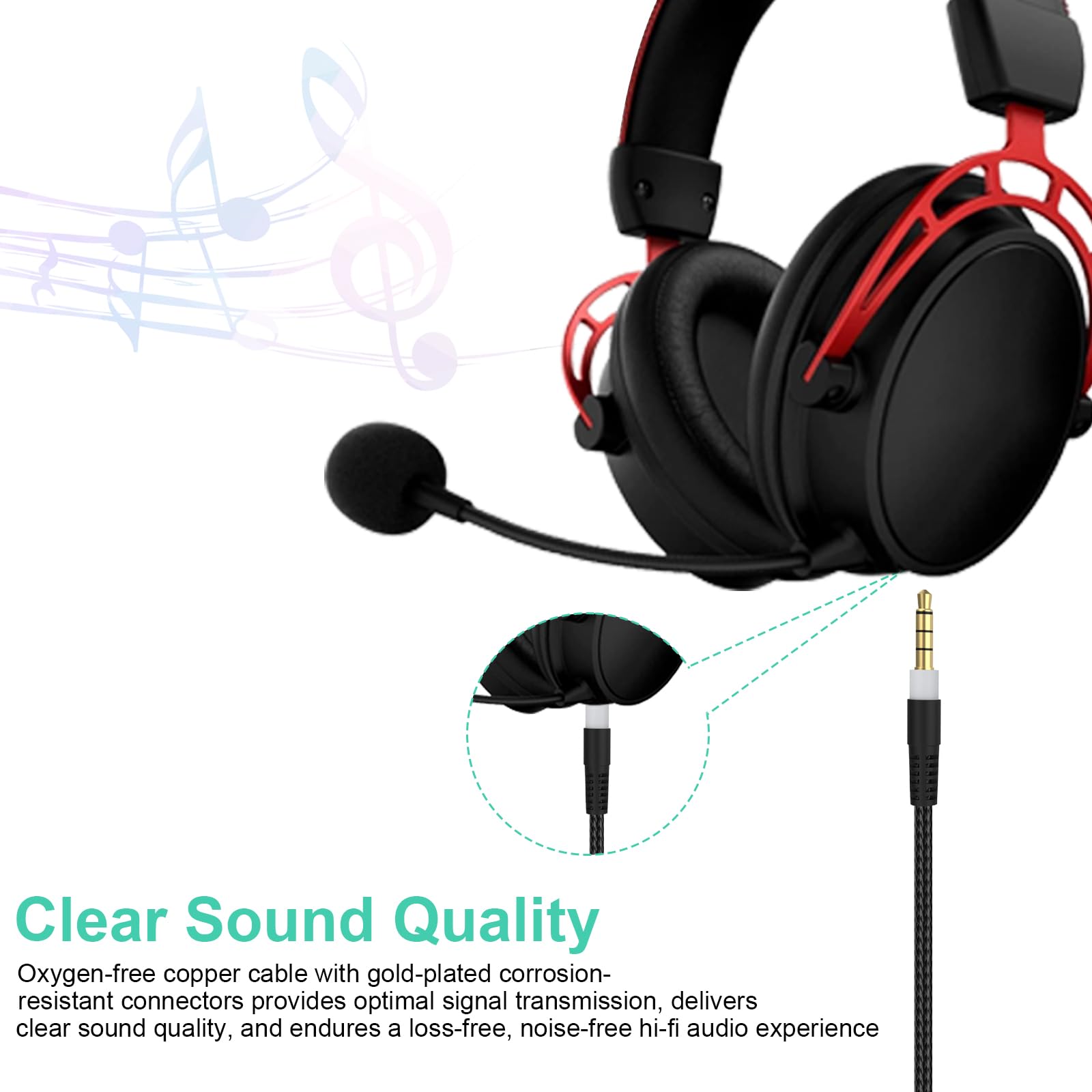Kingston Cloud Alpha Replacement Audio Cable with Mute & Volume Control - Compatible with Cloud Alpha, Cloud Mix, Cloud Flight, Alpha S & Logitech G633/G933 Gaming Headsets - Durable Black Cord for PC, PS4, Xbox Gaming & Streaming