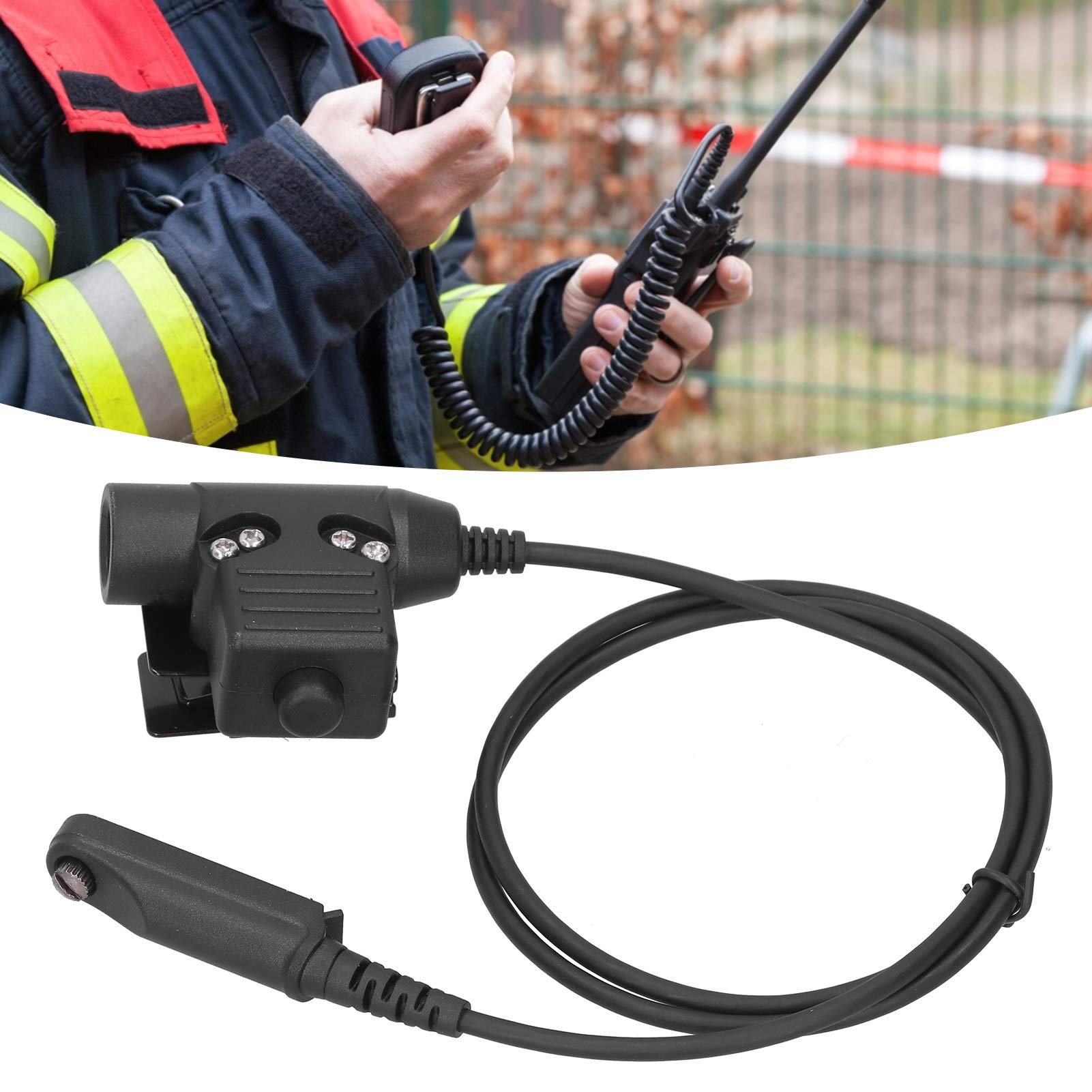 PUSOKEI 3.3ft U94 PTT Cable Headset for Baofeng UV-9R/UV-9R Plus/UV-XS Walkie Talkie - Tactical Communication Headset for Two Way Radios, Outdoor Adventures, Security & Emergency Use