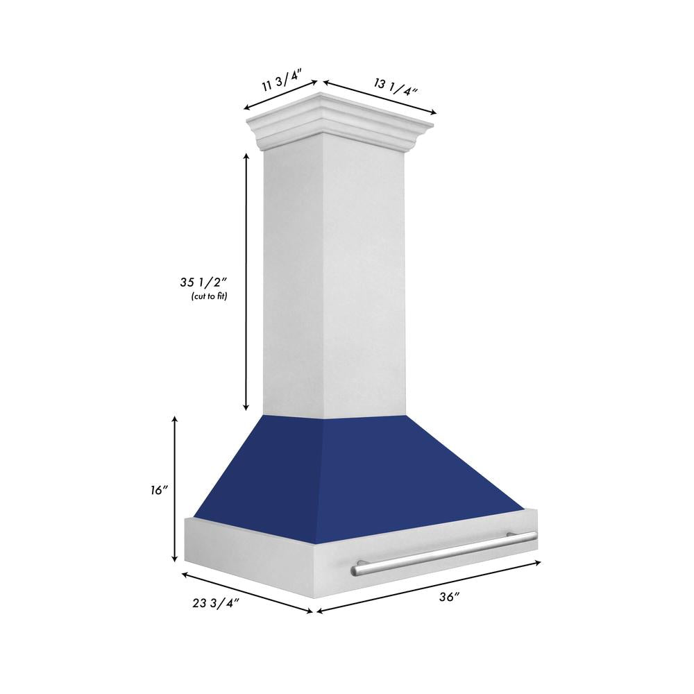 ZLINE 36 Inch Stainless Steel Wall Mount Range Hood with Satin Finish & Stainless Steel Handle (8654SNX 36) - Powerful Kitchen Ventilation for Gas Stoves & Cooking Areas