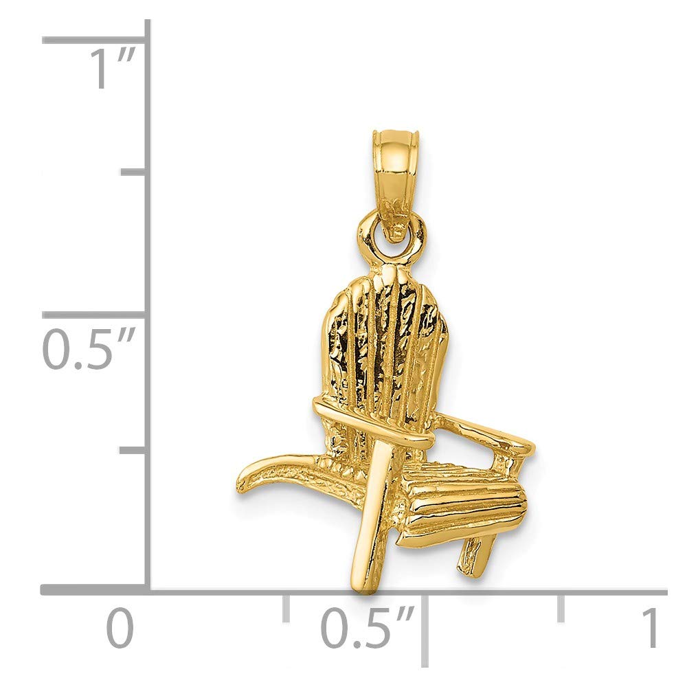 14K Solid Yellow Gold Adirondack Beach Chair Pendant Necklace - Perfect for Summer Vacations, Beach Trips and Coastal Jewelry Collections