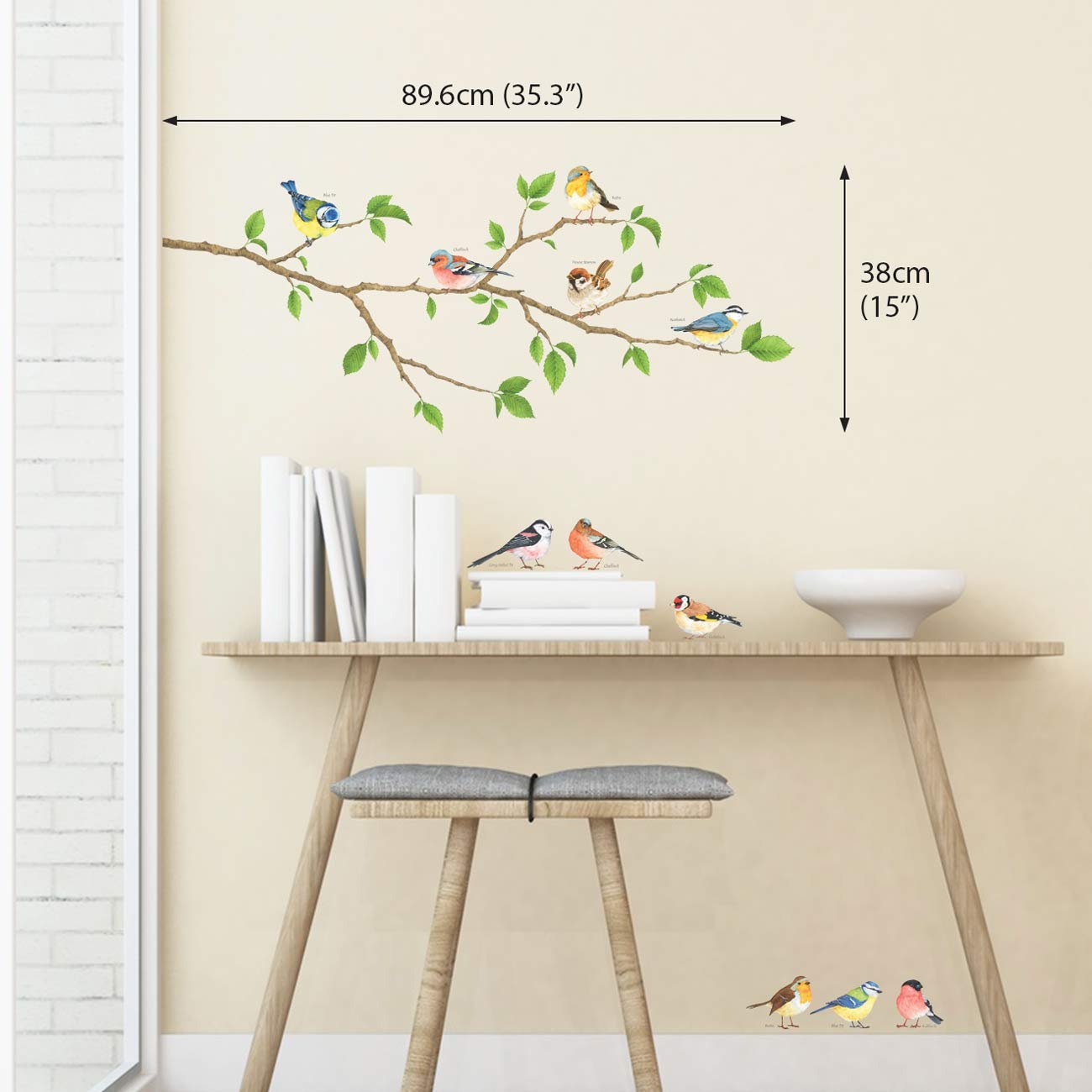 DECOWALL DS4-8036 Peel and Stick Removable Wall Stickers - Garden Birds Design for Kids Nursery, Bedroom & Living Room Decor | Perfect for DIY Home Decor, Children's Room Makeover & Wall Art Projects