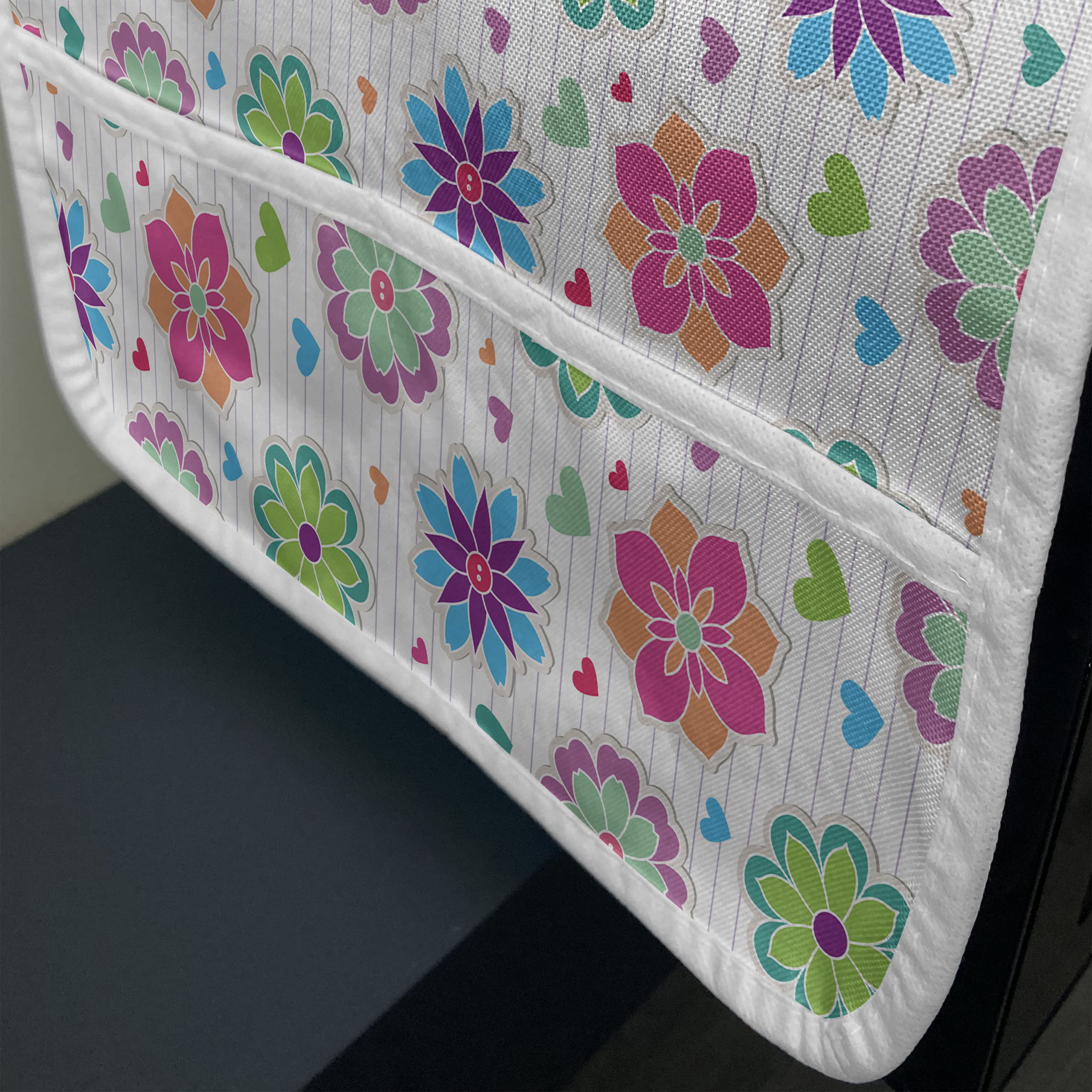 Ambesonne Retro Microwave Cover - Waterproof Notebook Design with Chamomile Flowers & Hearts - 36