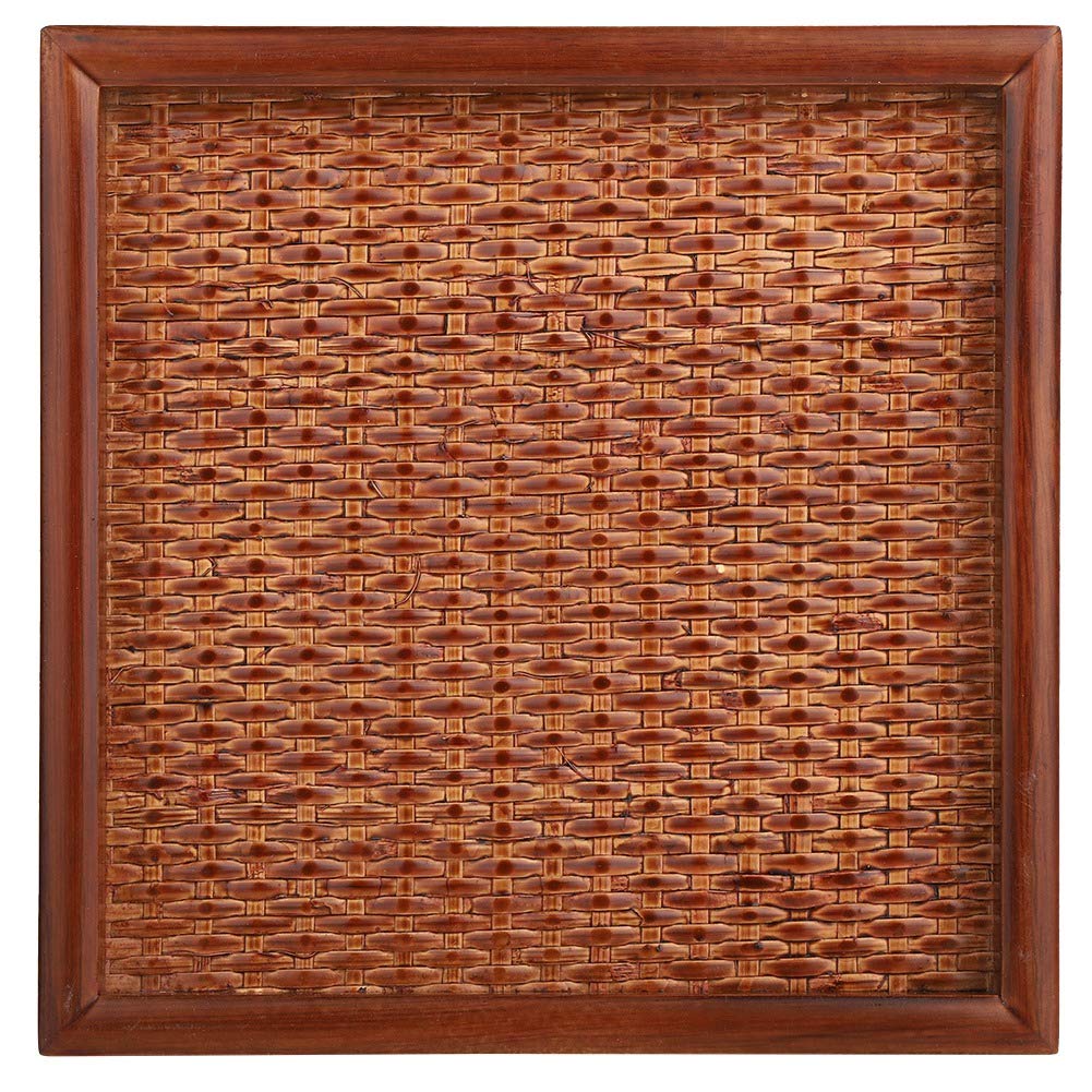 Handmade Wooden Serving Tray - Traditional Chinese & Japanese Style Rattan Tea Tray for Coffee, Fruits, Snacks (18x18x2cm) - Perfect for Tea Ceremonies, Breakfast in Bed, and Home Decor