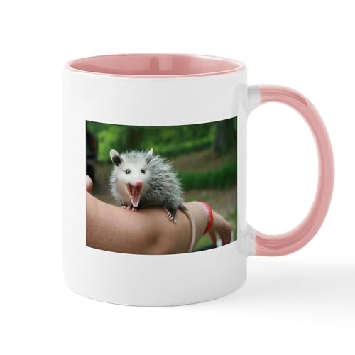 White/Pink Inside - Possum On An Arm Mugs