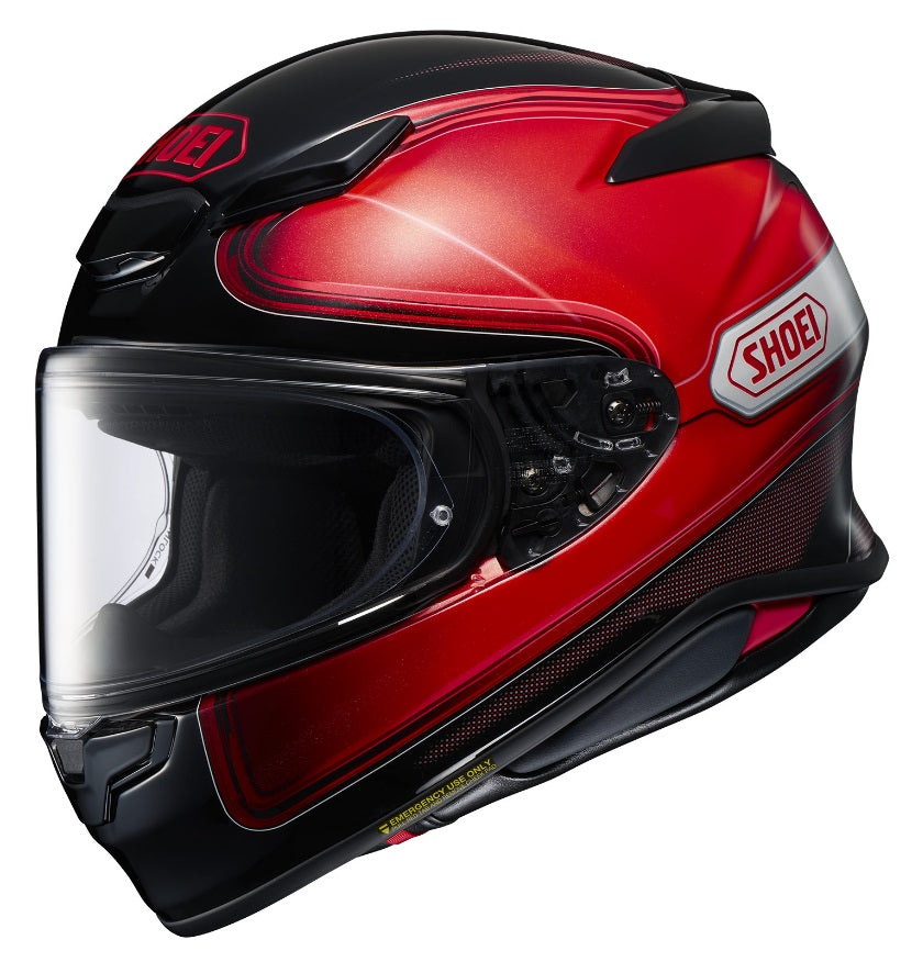 Shoei RF 1400 Motorcycle Helmet - Sheen Black/Red - DOT & ECE Certified Full Face Helmet for Street Biking - High Performance & Comfort for Riders