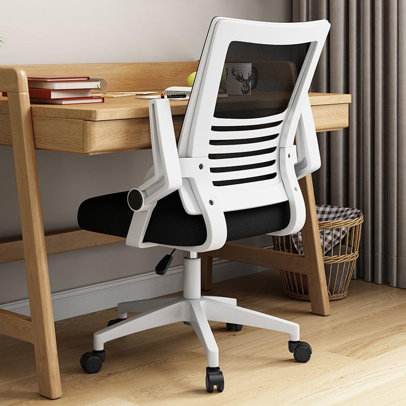 Ergonomic Office Chair with Lumbar Support - Adjustable Mesh Computer Desk Chair with Flip-Up Arms & Reclining Back - Perfect for Home Office, Gaming & Workspace Comfort
