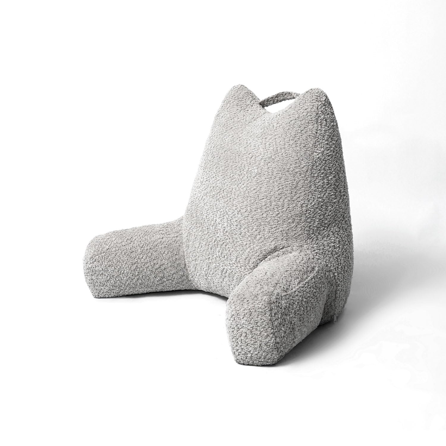 Large Cat Ear Reading Pillow with Arms - Bed Rest for Adults (Silver Grey) - Perfect for Reading & Relaxing in Bed