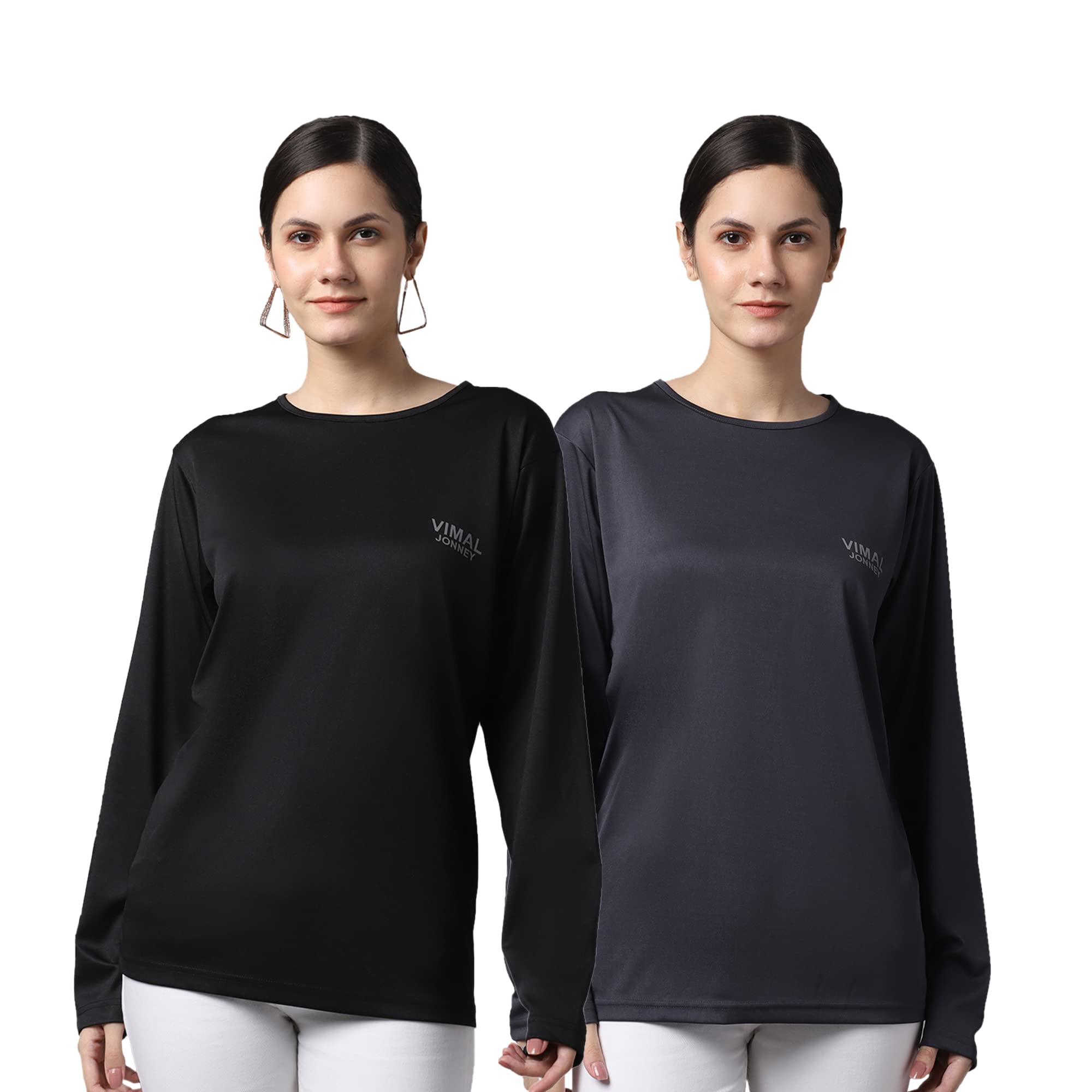 Mack JONNEY Women's Regular Fit Multicolor Long Sleeve T-Shirts (Pack of 2) - Casual Comfort Shirts for Everyday Wear, Work & Outfits - MACK634501