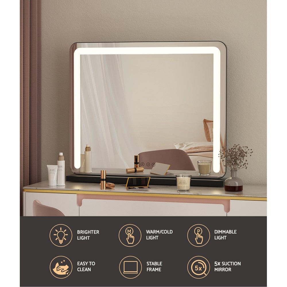 Embellir Hollywood Vanity Makeup Mirror with LED Lights - 50X60CM Tabletop Mirror for Professional Makeup, Skincare & Hairstyling at Home or Salon