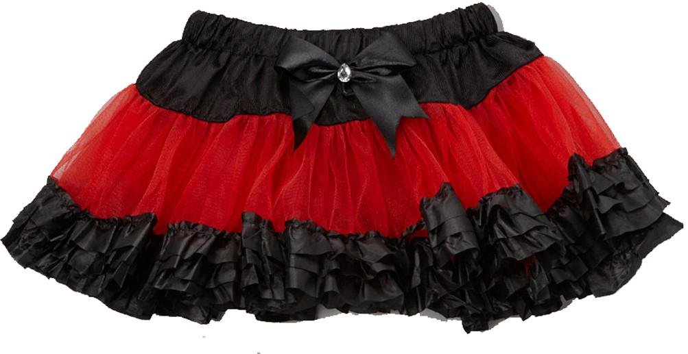 Red and Black Bow Pettiskirt for Girls - Elegant Tutu Skirt for Birthday, Dance, Photo Shoots & Special Occasions