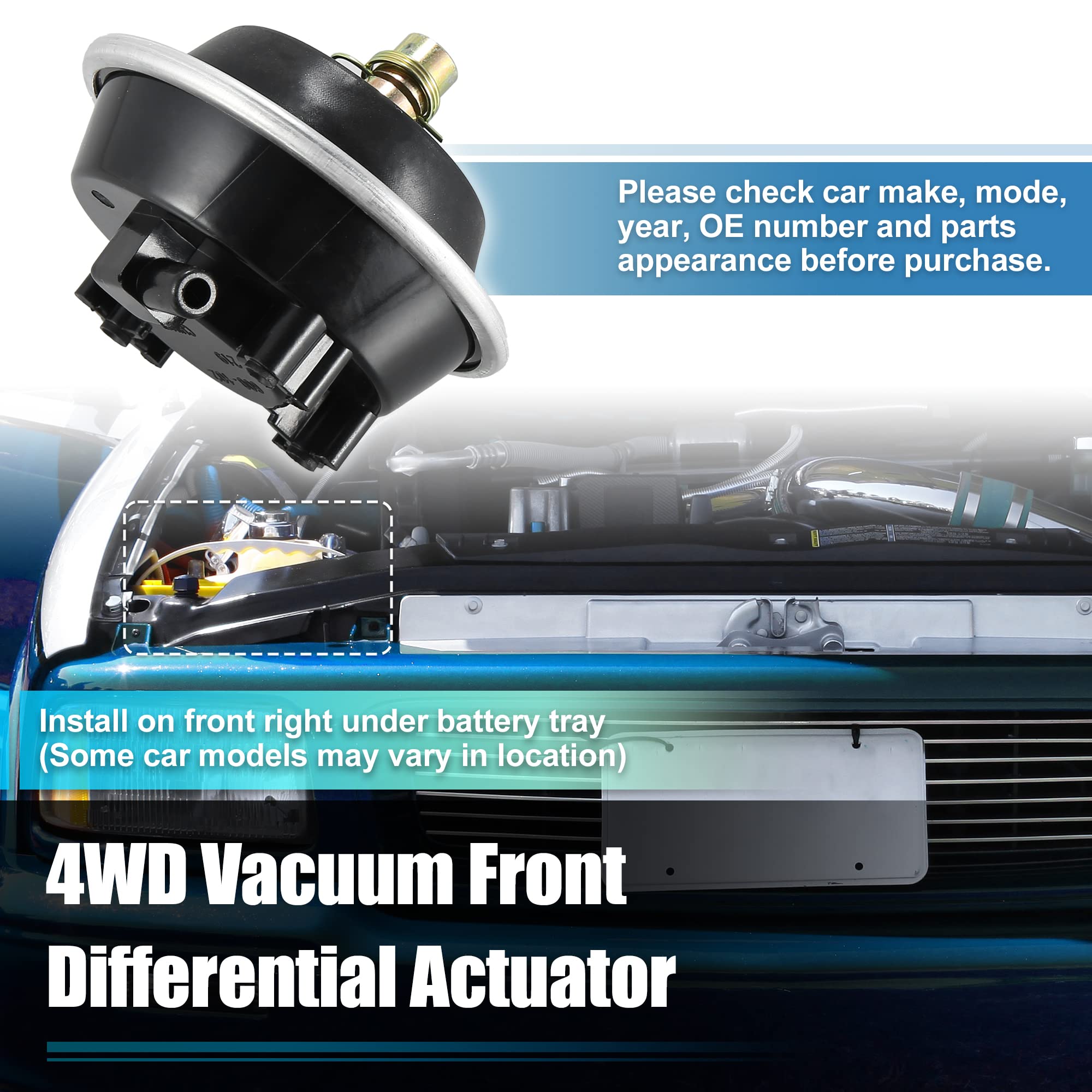 X AUTOHAUX 4WD Front Differential Vacuum Actuator 25031740 - Compatible with Chevrolet S10 Blazer 1983-2005, GMC S15 Jimmy Sonoma 1983-2004, Pontiac 6000 1988-1990 - Replacement Car Part for Off-Road & 4x4 Performance