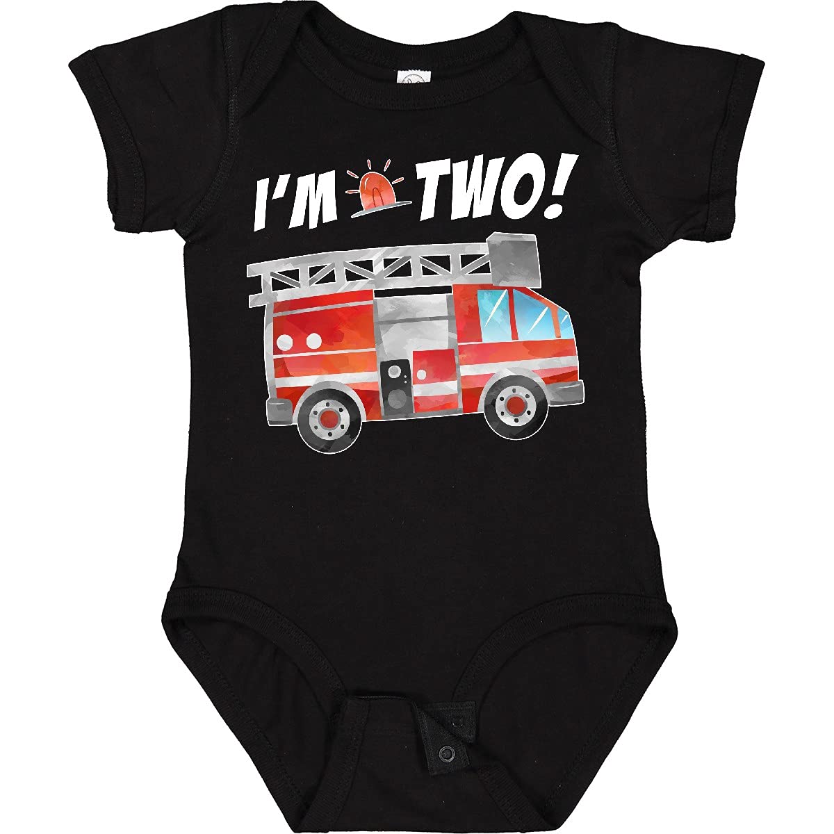 inktastic I'm 2 Fire Truck 2nd Birthday Baby Bodysuit - Perfect for Toddler Birthday Parties & Photo Shoots