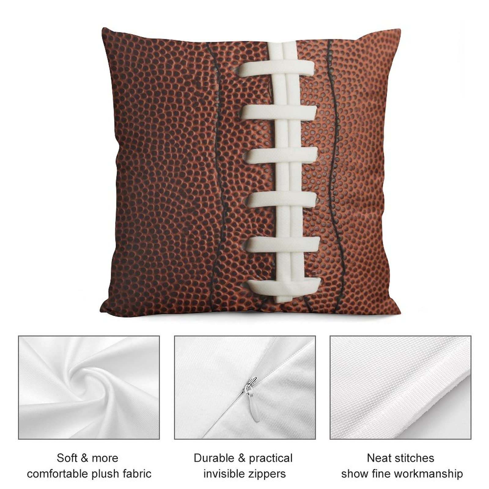 Nebra Football Throw Pillow Cover 18x18 Inch - Soft Square Decorative Cushion Case for Sofa, Bed, Living Room - Perfect for Game Day Decor & Sports Themed Home Accessories