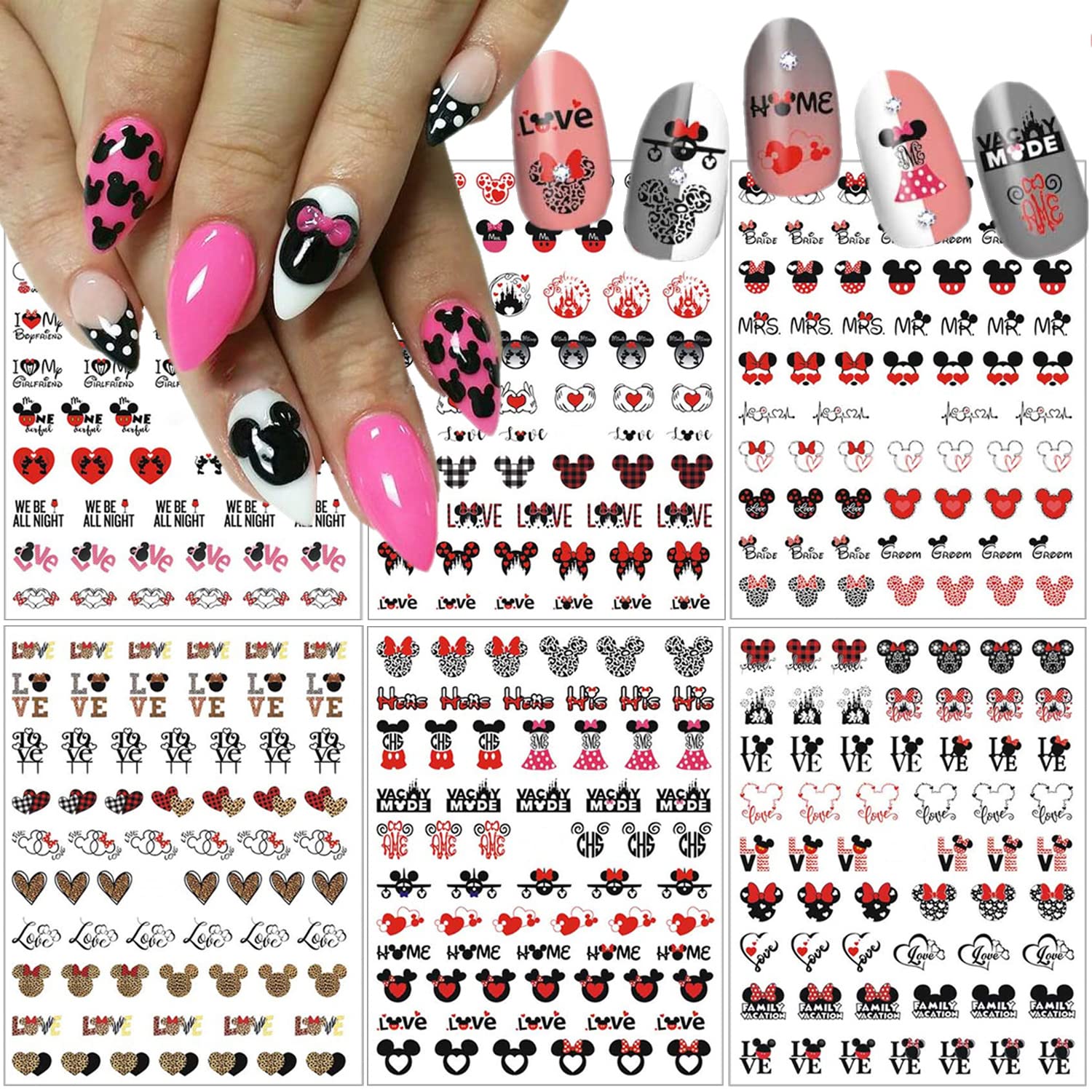 Valentine's Day Cartoon Heart Nail Art Stickers - Cute DIY Nail Decals for Women & Girls - Manicure Decoration Accessories - Perfect for Valentine's Gifts, Parties, and Nail Art Enthusiasts
