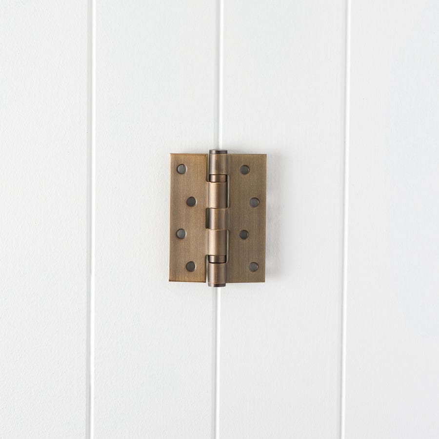 Antique Brass Door Butt Hinge - Single Solid Brass Hinge for Interior/Exterior Doors, Cabinets & Furniture - Heavy Duty & Decorative Hardware