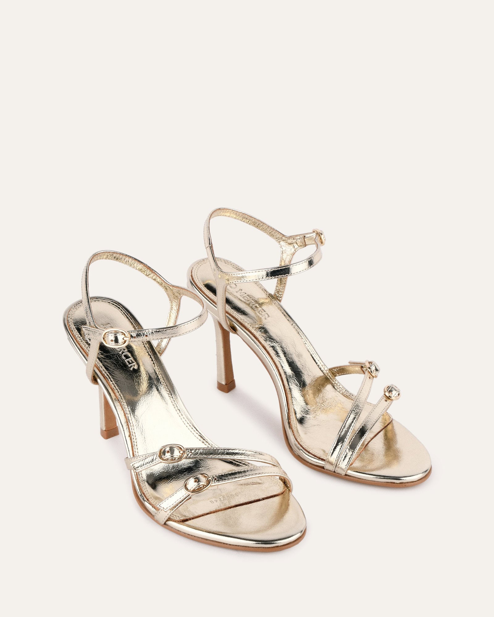 ROMY Women's Gold Leather High Heels - Elegant Stiletto Pumps for Parties, Weddings & Evening Events