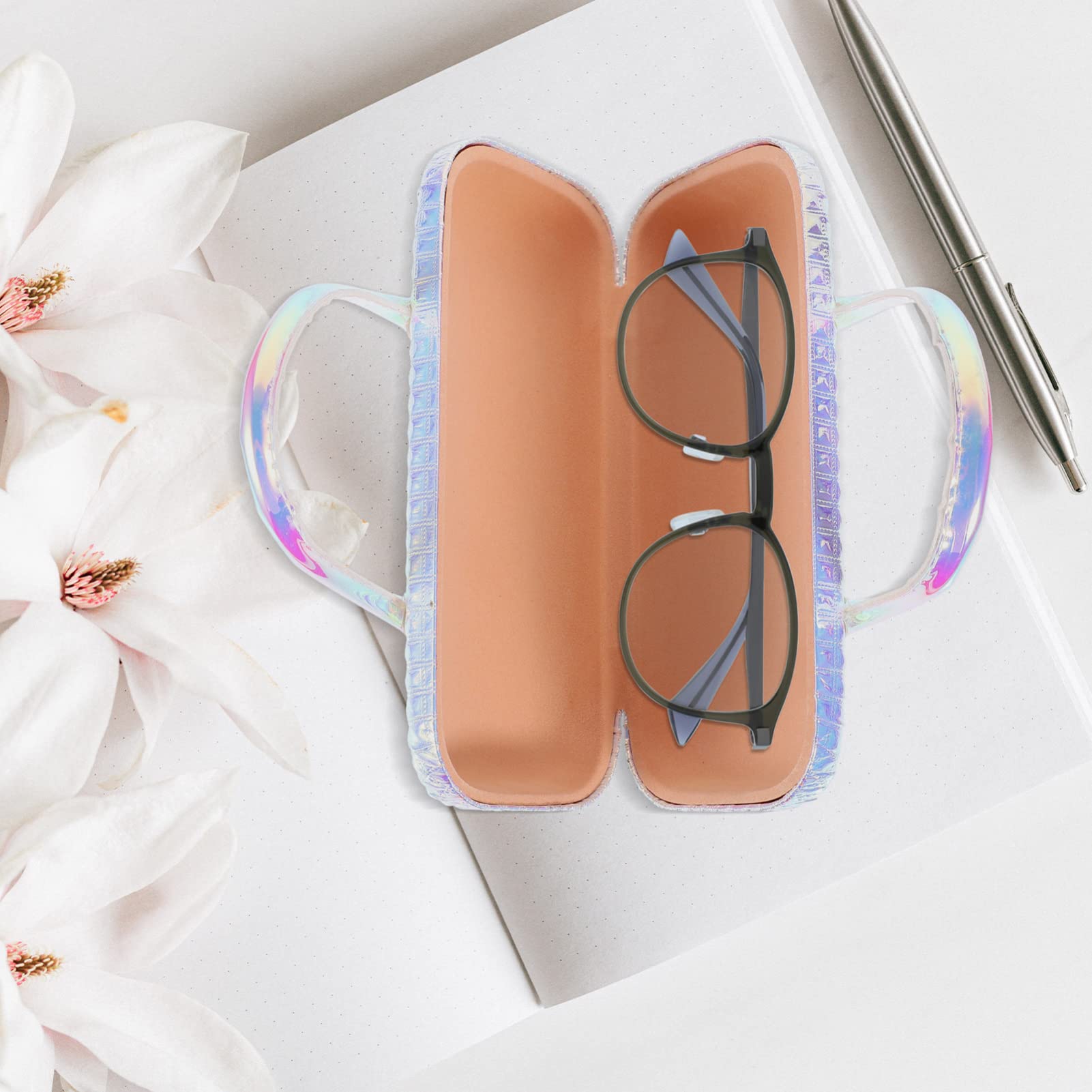 **Kids Glasses Case - PU Leather Hard Shell Eyewear Holder with Handle for Girls & Boys - Perfect for School, Travel, and Daily Storage**