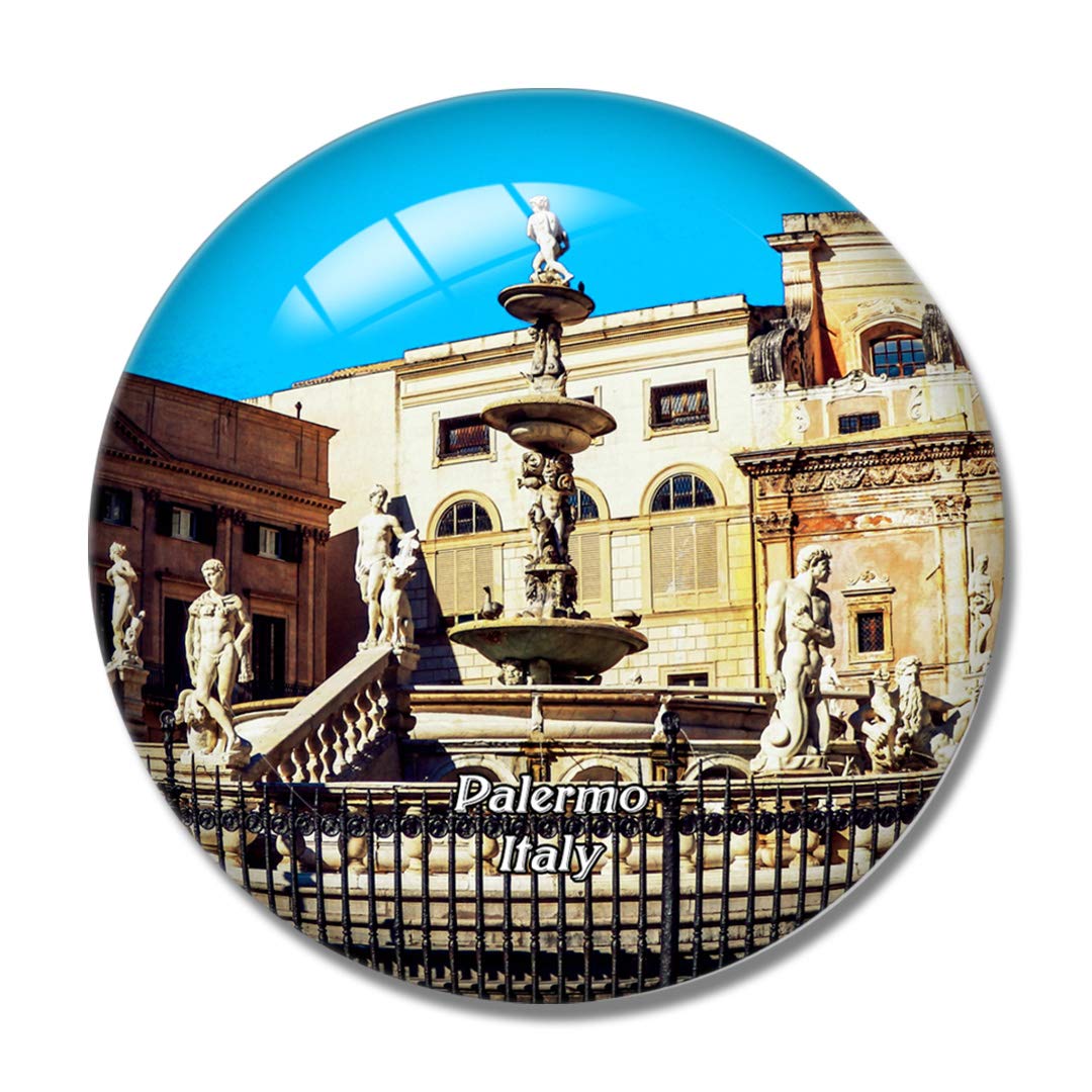 Italy Palermo Square Pretoria Sicily 3D Fridge Magnet - Crystal Glass Whiteboard Magnet Souvenir Gift for Travel Lovers, Home & Office Decoration