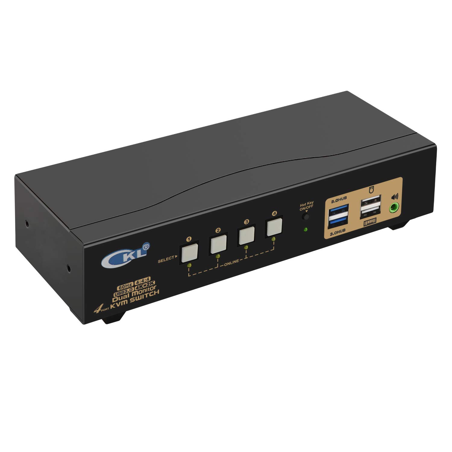 4-Port USB 3.0 HDMI KVM Switch for Dual Monitor Setup - 4K 60Hz Extended Display with Audio & Cables (942HUA-3) | Ideal for Home Office, Gaming & Multi-Computer Workstations