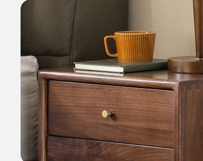 Premium Black Walnut Solid Wood Nightstand - Handcrafted Bedside Table with Drawer | Perfect for Bedroom, Living Room & Guest Room Decor