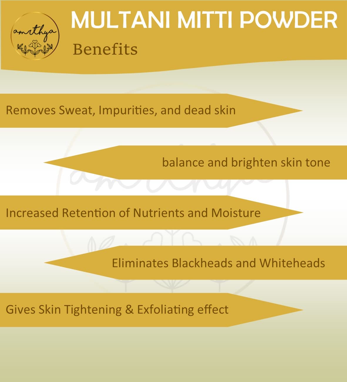 AMRTHYA 100% Natural Multani Mitti (Fuller's Earth) Clay Powder for Face - 200g | Treats Acne, Brightens Dull Skin & Reduces Dark Spots | Skin Softening Facial Mask | Perfect for Spa Days & At-Home Skincare Routines