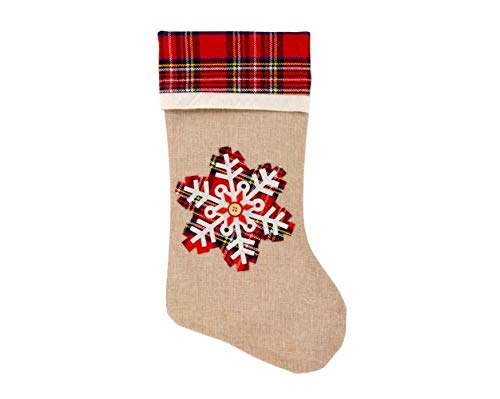 6 Pack Christmas House Woodsy-Plaid Stockings - Festive Holiday Decor for Fireplace Mantel, Christmas Tree & Home Decorations