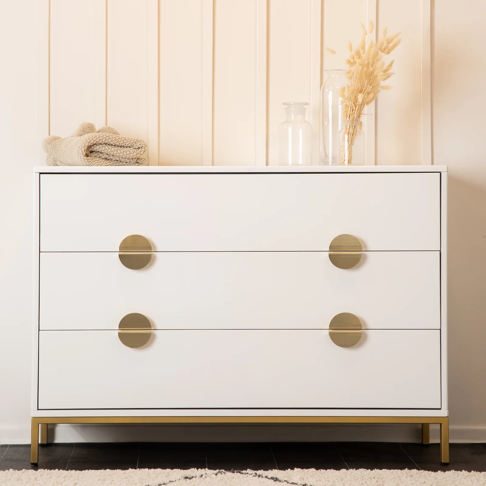 Chicago 3 Drawer Dresser - Solid Wood Bedroom Chest of Drawers for Storage | Perfect for Home, Office & Dorm Organization