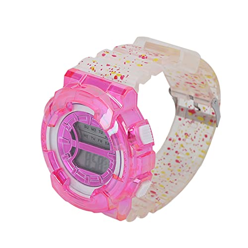 **Stylish Transparent Gradient Digital Sports Watch for Men & Women - Multifunctional Analog Electronic Wristwatch with Fashionable Design - Perfect for Running, Gym & Everyday Wear (Pink)**