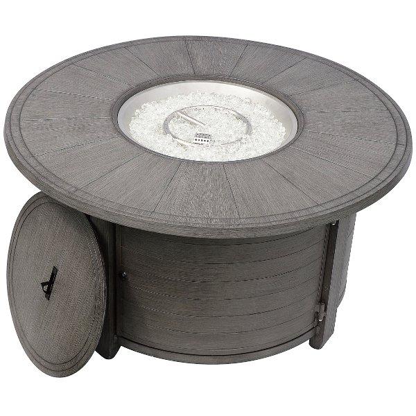 Round Aluminum Fire Pit - Rustic Faux Wood Design for Outdoor Patio, Backyard, and Camping - Durable & Weather-Resistant