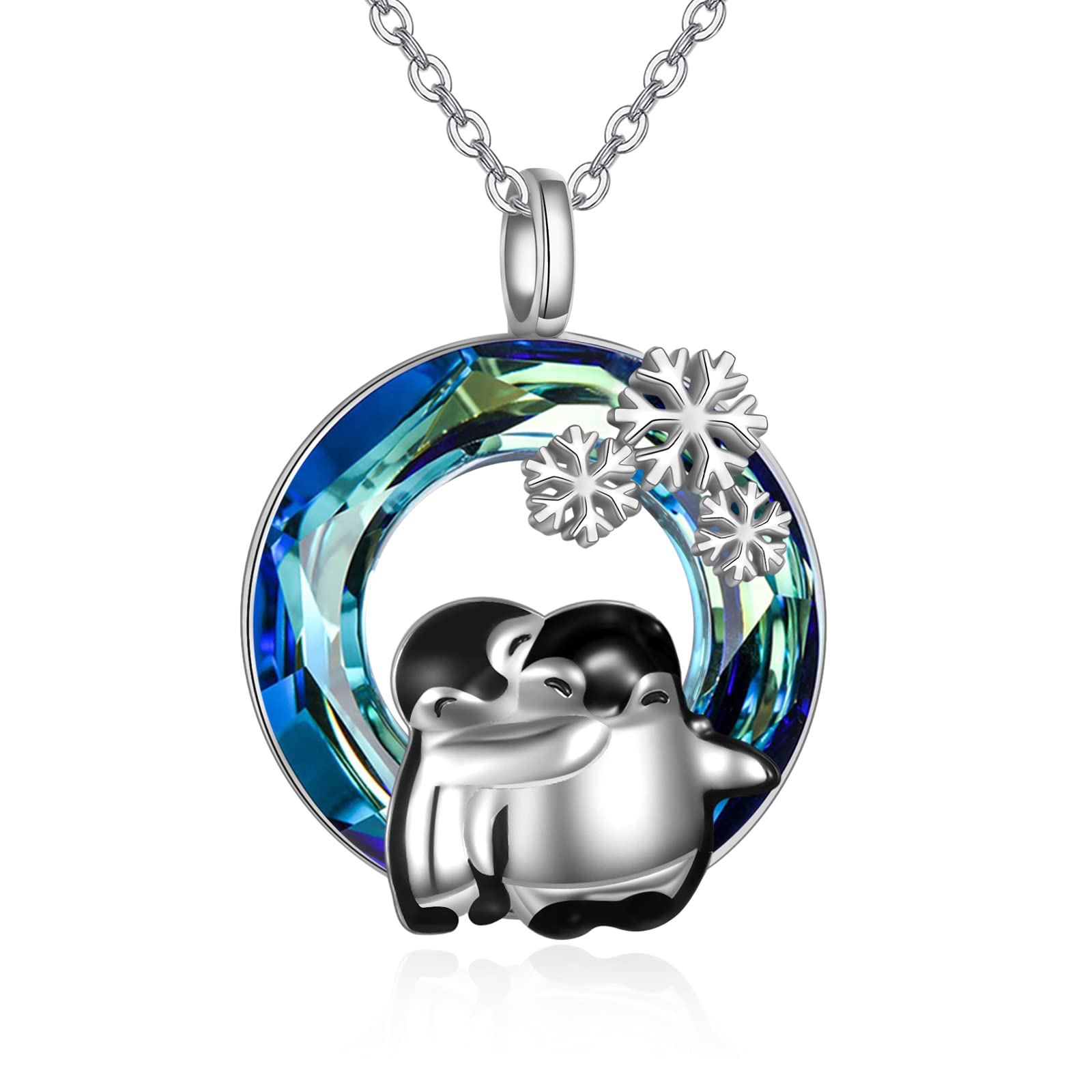 925 Sterling Silver Hugging Animal Necklace - Penguins, Sloths, Pandas, Owls, Red Panda, Giraffe, Cats, Llamas, Dinosaur, Bear, Monkey Pig & Easter Bunny Charms | Cute Animal Jewelry Gift for Women, Sister, Girlfriend | Perfect for Birthday, Anniversary, Christmas & Everyday Wear